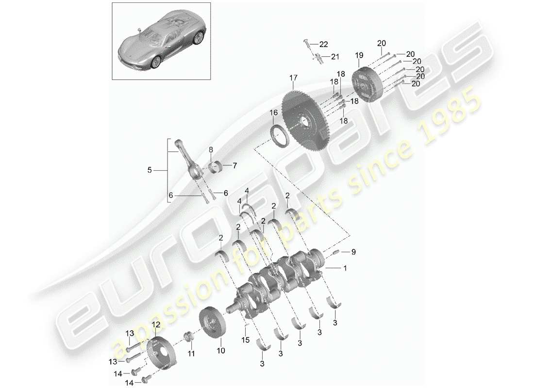 a part diagram from the porsche 918 spyder parts catalogue