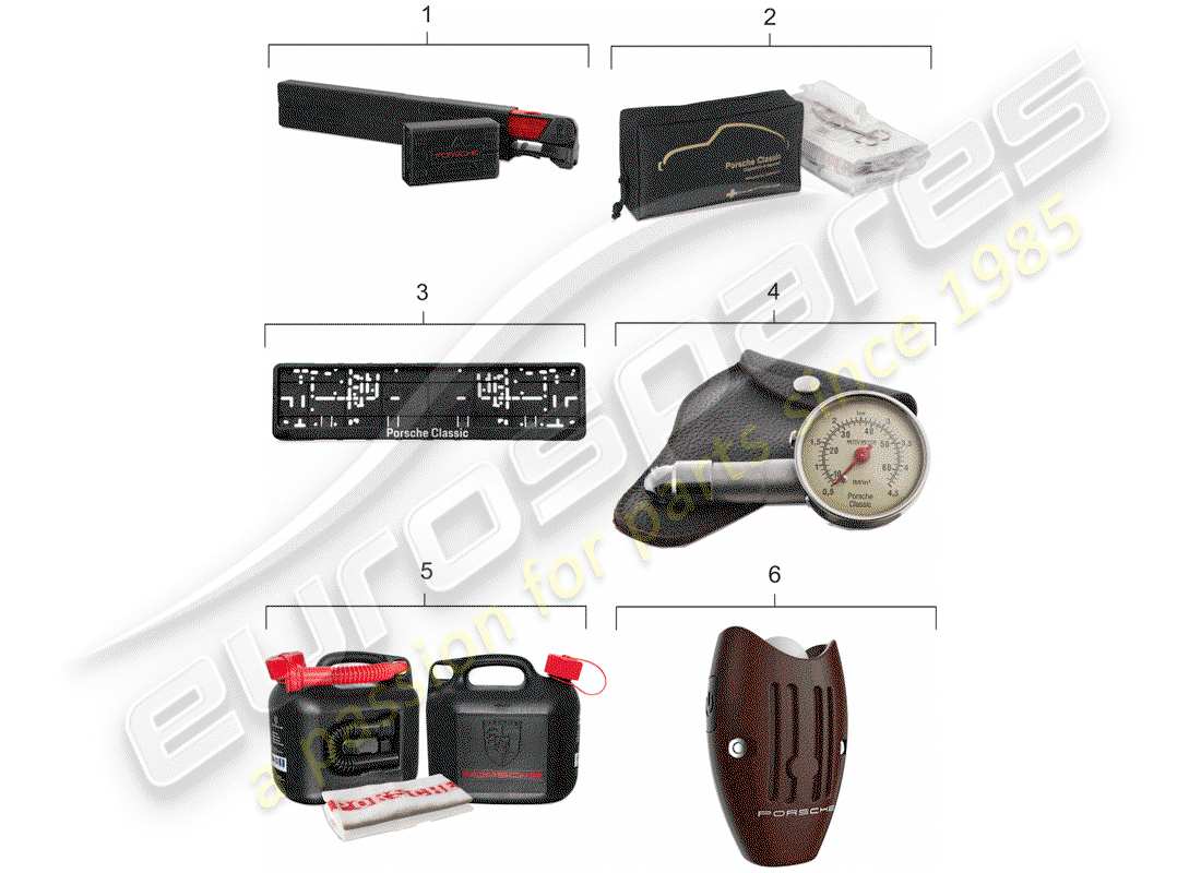 a part diagram from the porsche classic accessories (1993) parts catalogue