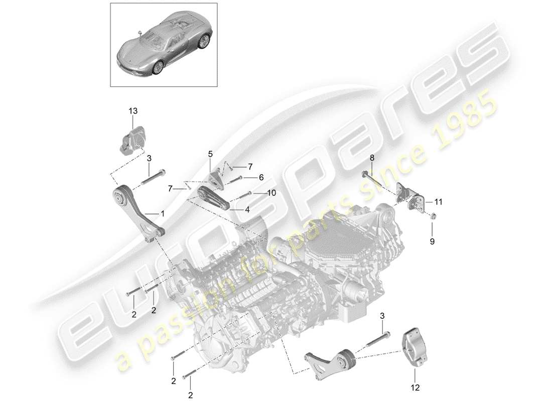 a part diagram from the porsche 918 spyder parts catalogue