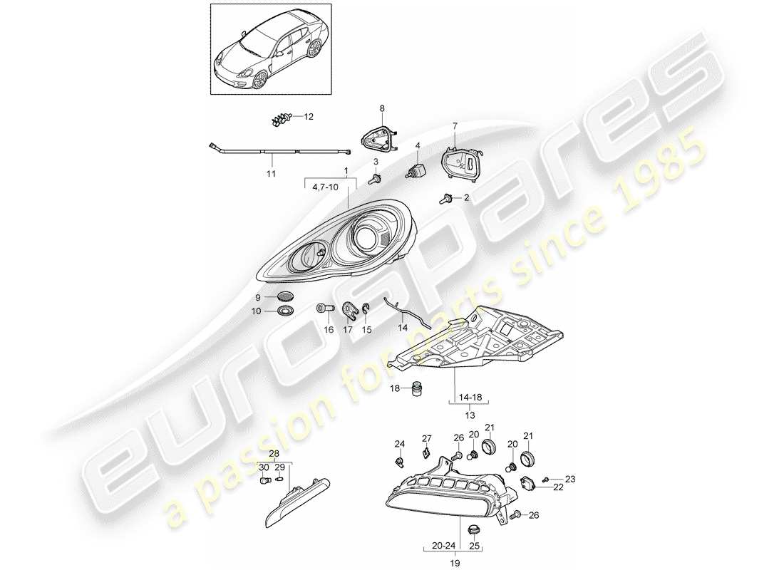 a part diagram from the porsche panamera 970 (2014) parts catalogue