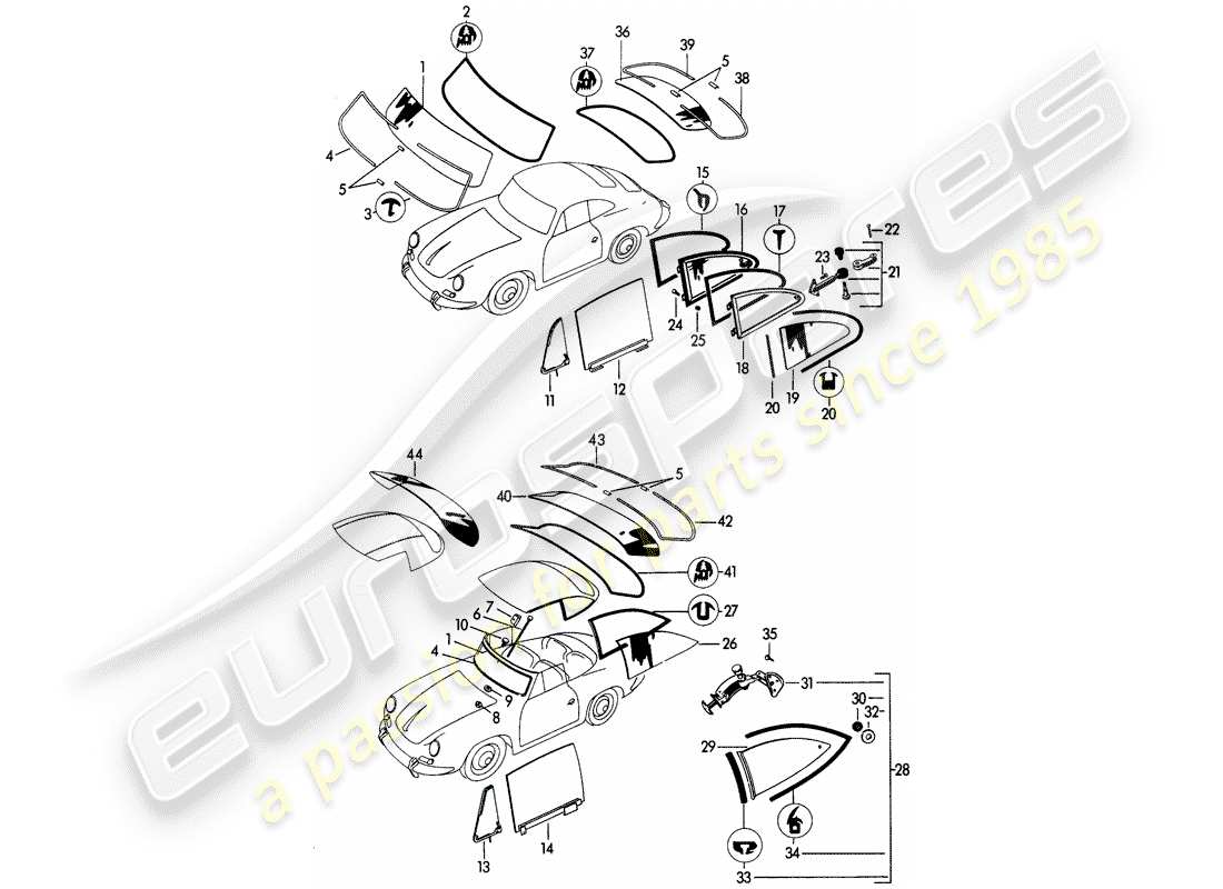 a part diagram from the porsche 356 parts catalogue