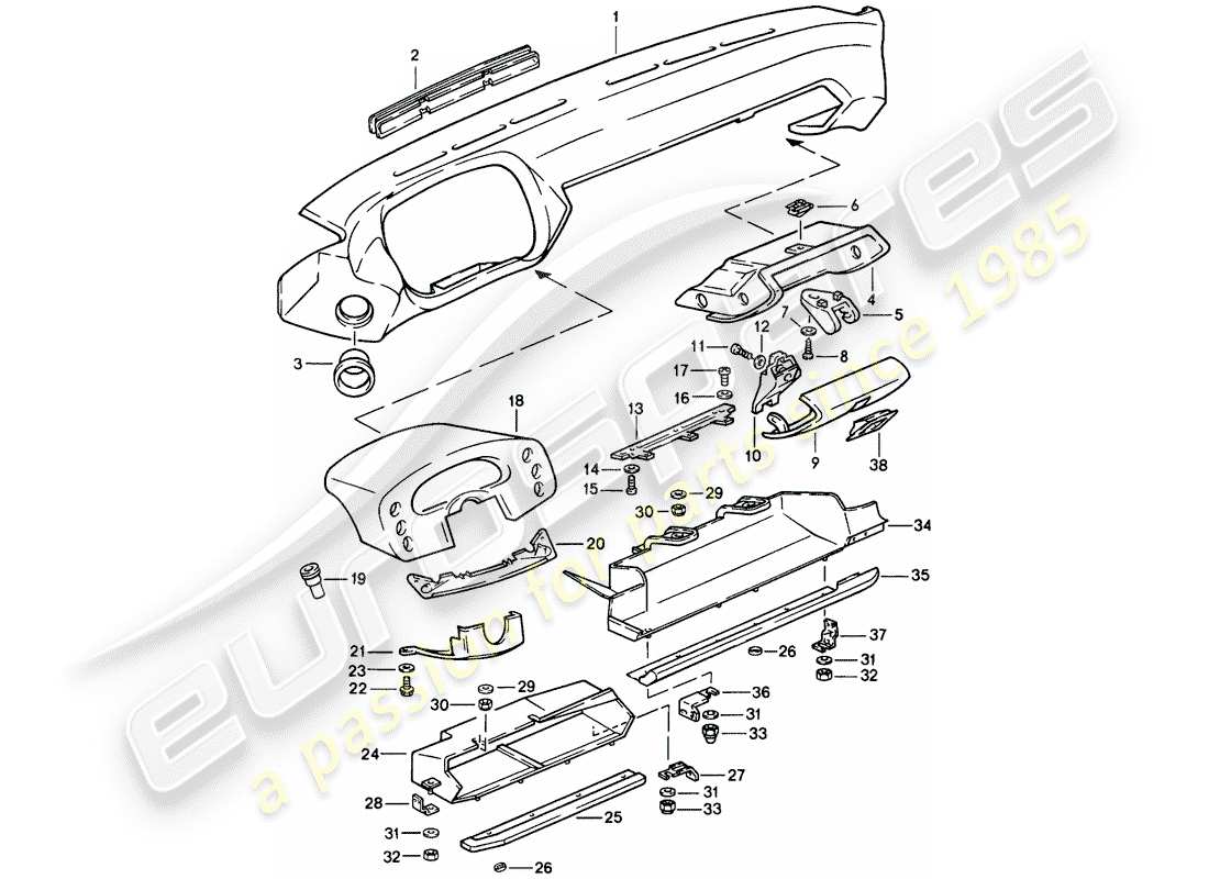 a part diagram from the porsche 928 parts catalogue