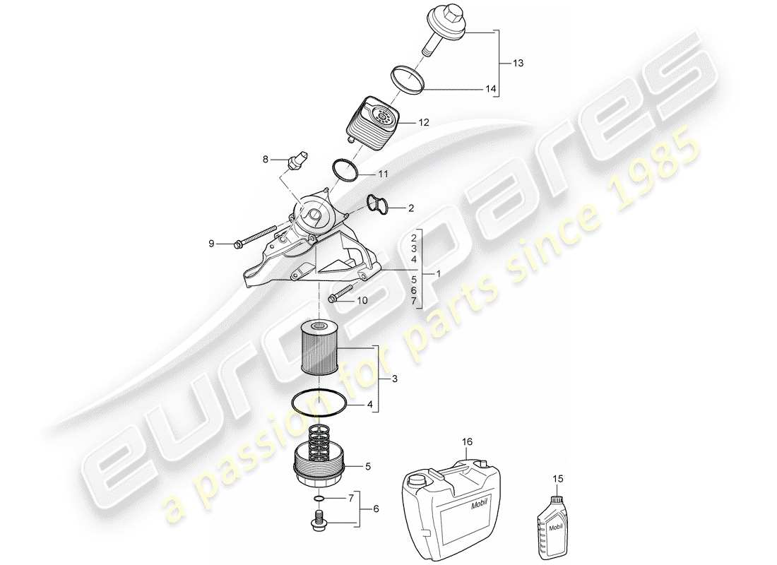 porsche cayenne (2005) oil filter part diagram