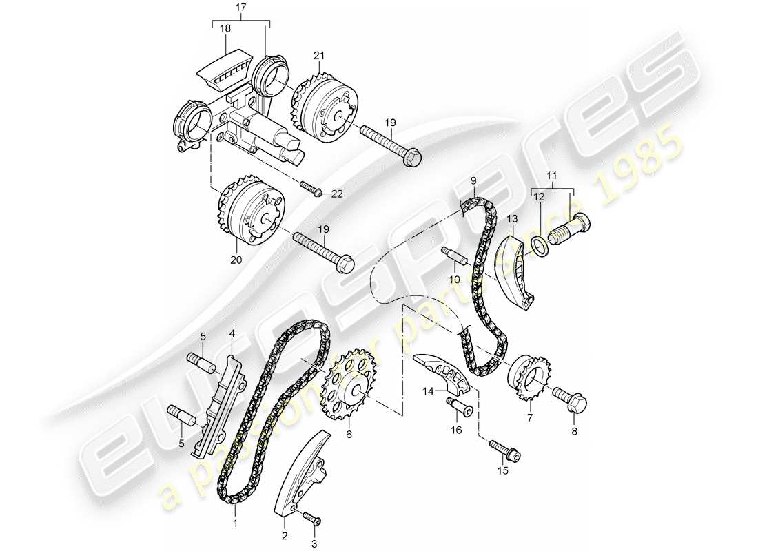 porsche cayenne (2004) timing chain parts diagram