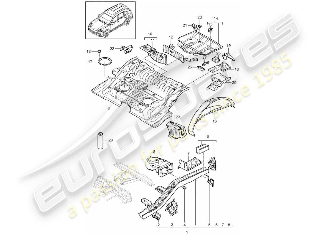 porsche cayenne e2 (2018) rear end part diagram