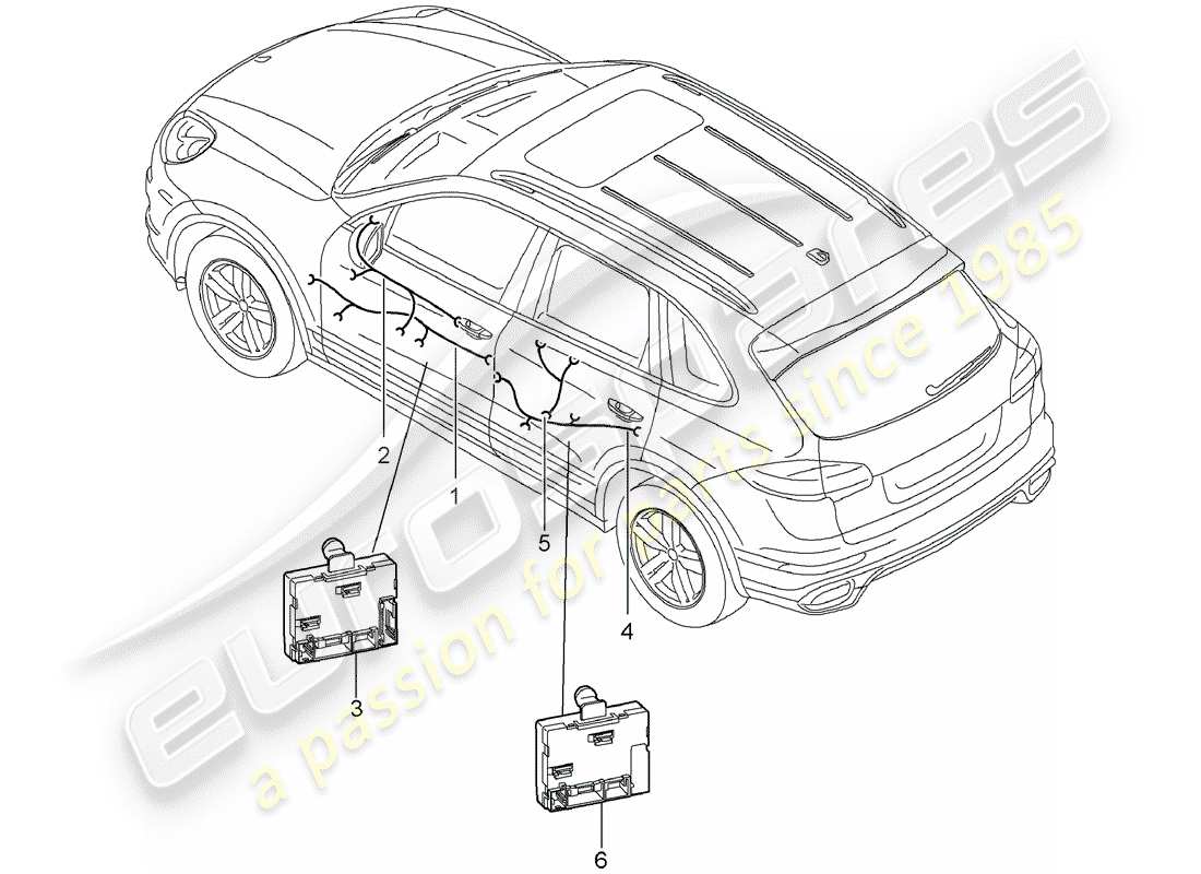 porsche cayenne e2 (2018) wiring harnesses part diagram