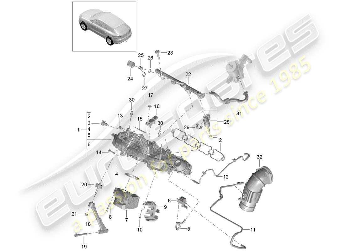 porsche macan (2014) intake manifold part diagram
