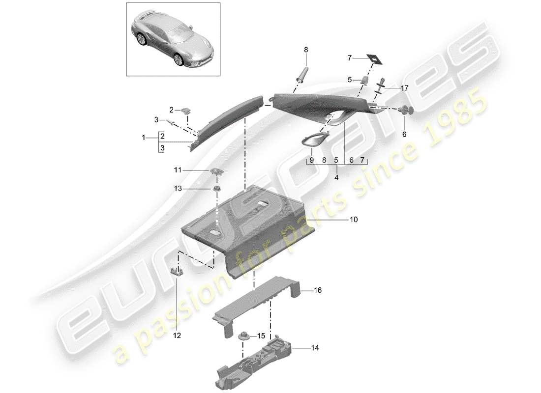 porsche 991 t/gt2rs trims part diagram