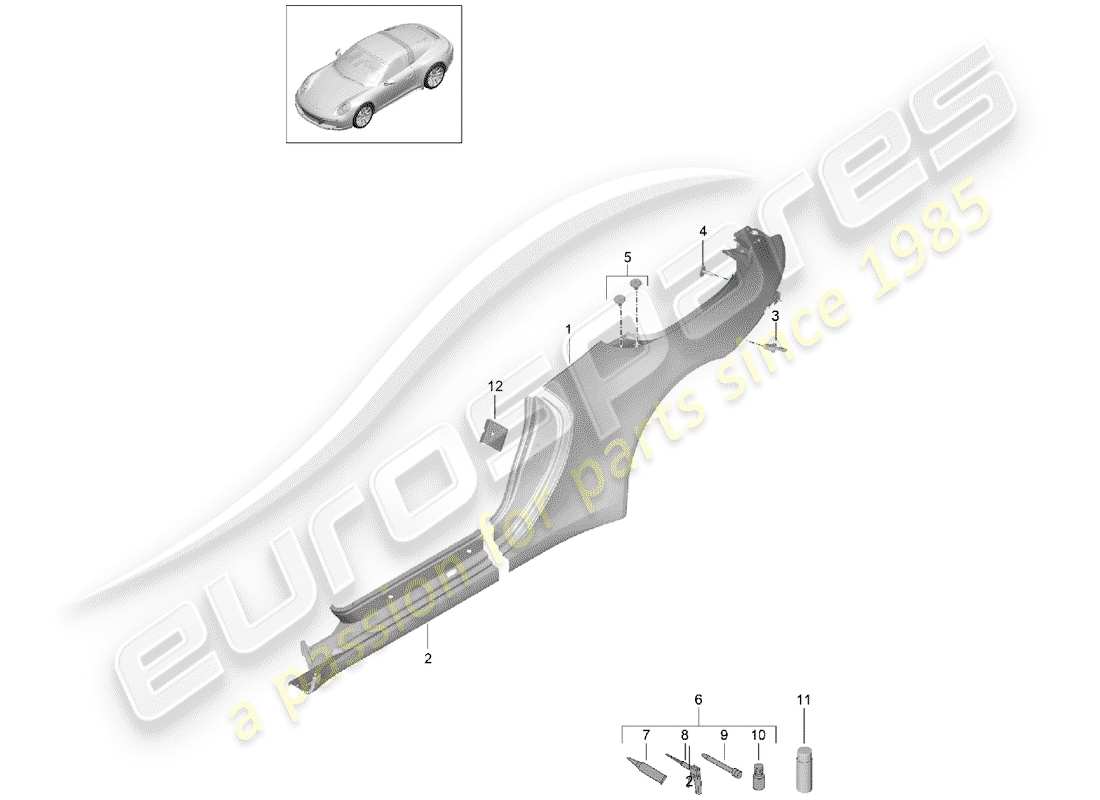 porsche 991 gen. 2 (2019) side panel part diagram