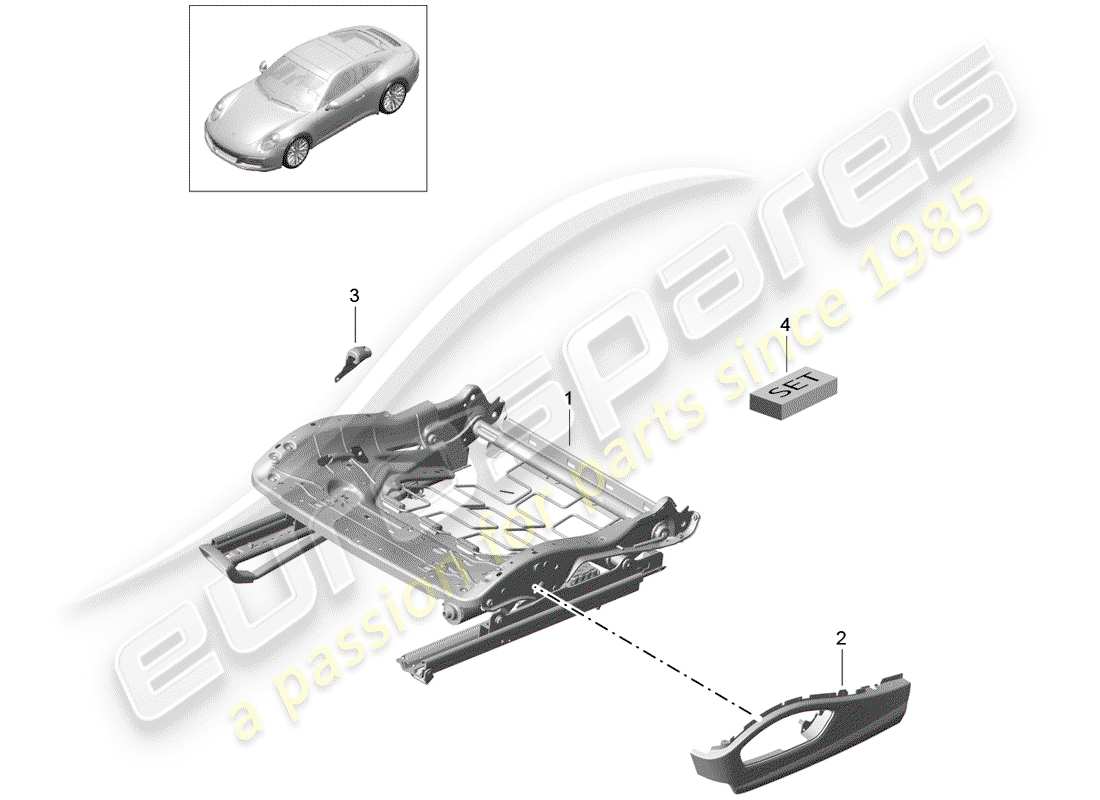 porsche 991 gen. 2 (2019) seat frame part diagram