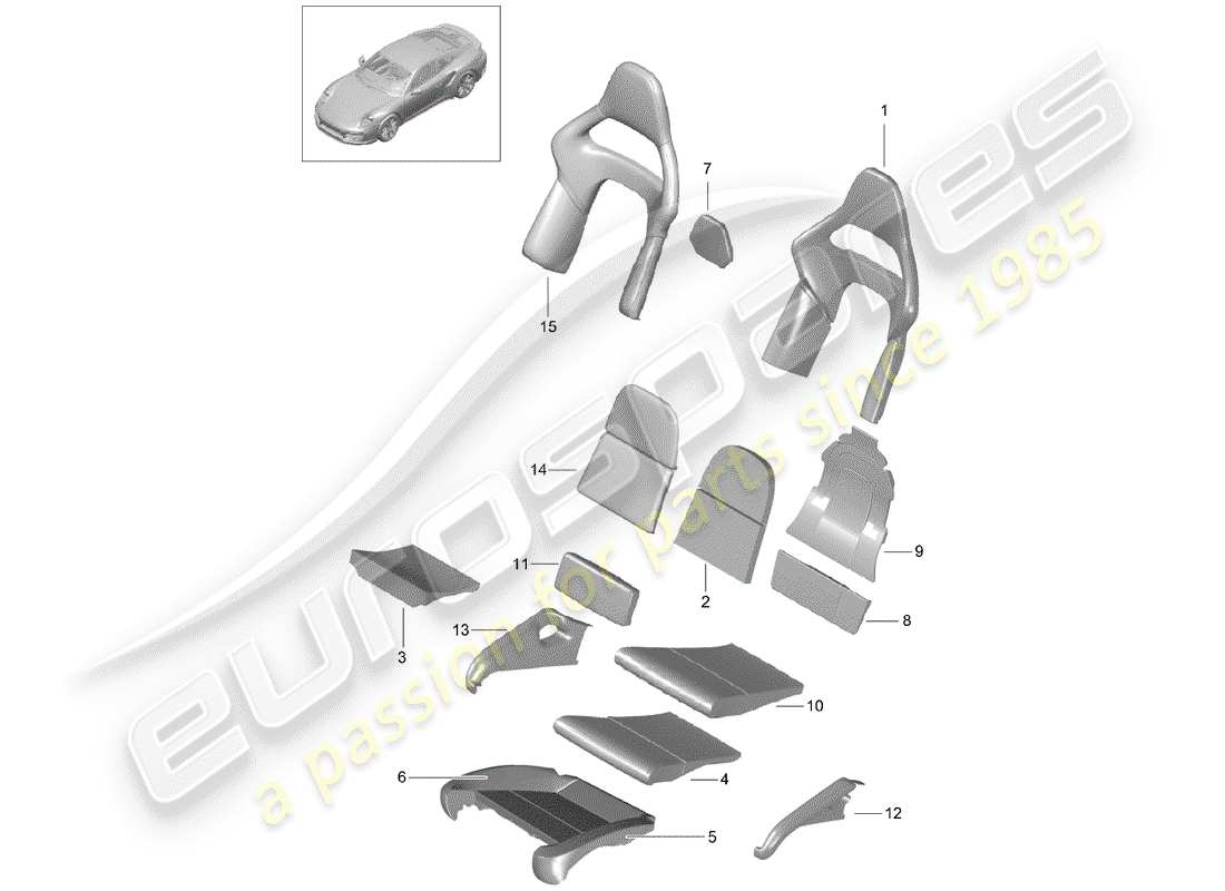 porsche 991 t/gt2rs foam part part diagram