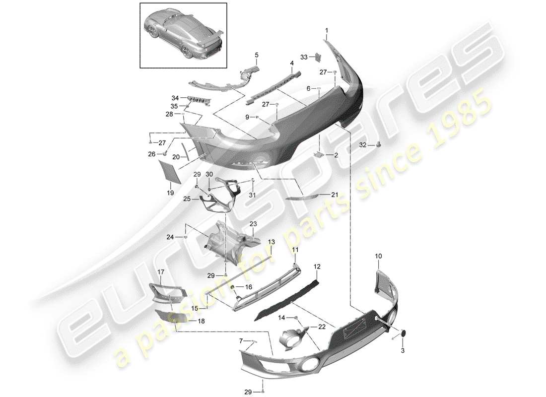 porsche 991 t/gt2rs bumper part diagram