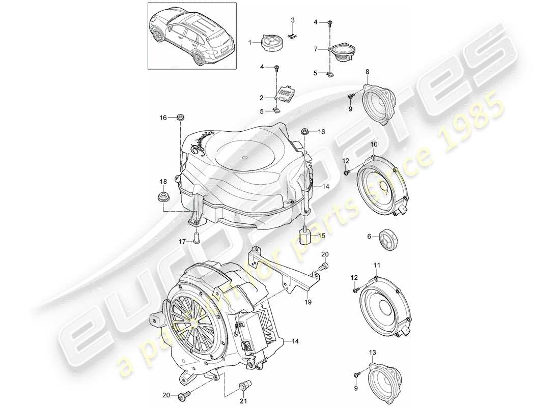 porsche cayenne e2 (2013) loudspeaker part diagram