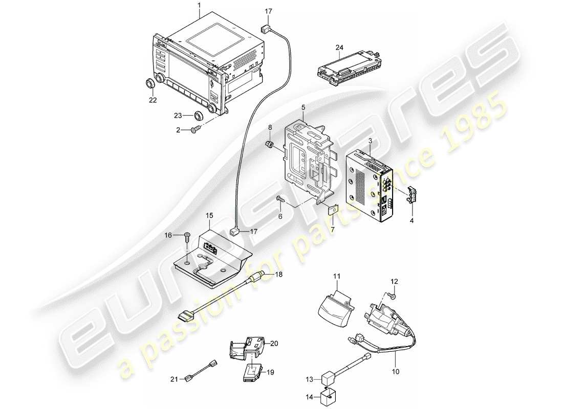 porsche cayenne (2008) radio unit part diagram