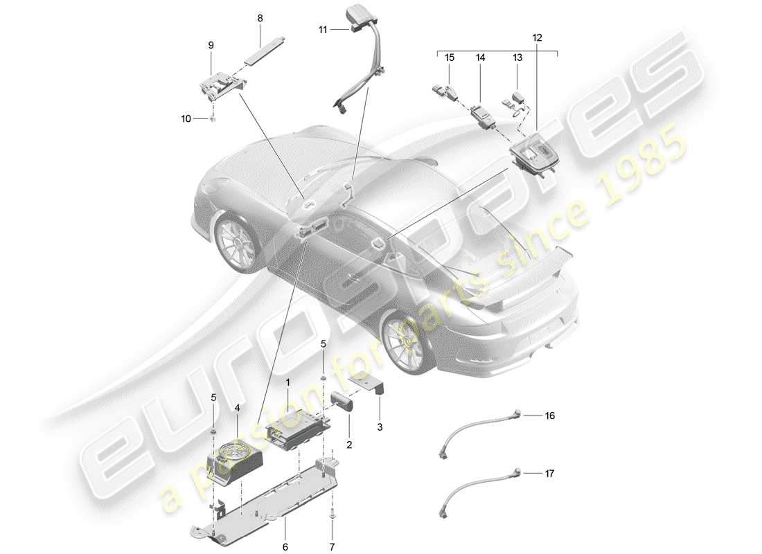 porsche 991r/gt3/rs (2019) for vehicles with telephone part diagram