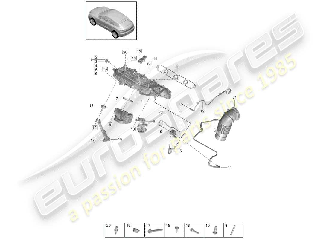 porsche macan (2019) intake air distributor parts diagram
