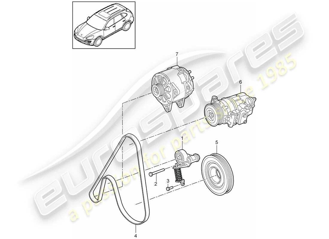 porsche cayenne e2 (2012) belt tensioner part diagram