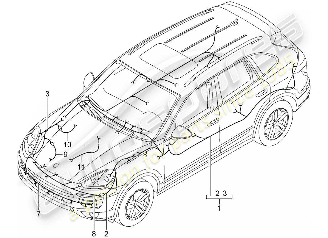 porsche cayenne e2 (2018) wiring harnesses part diagram