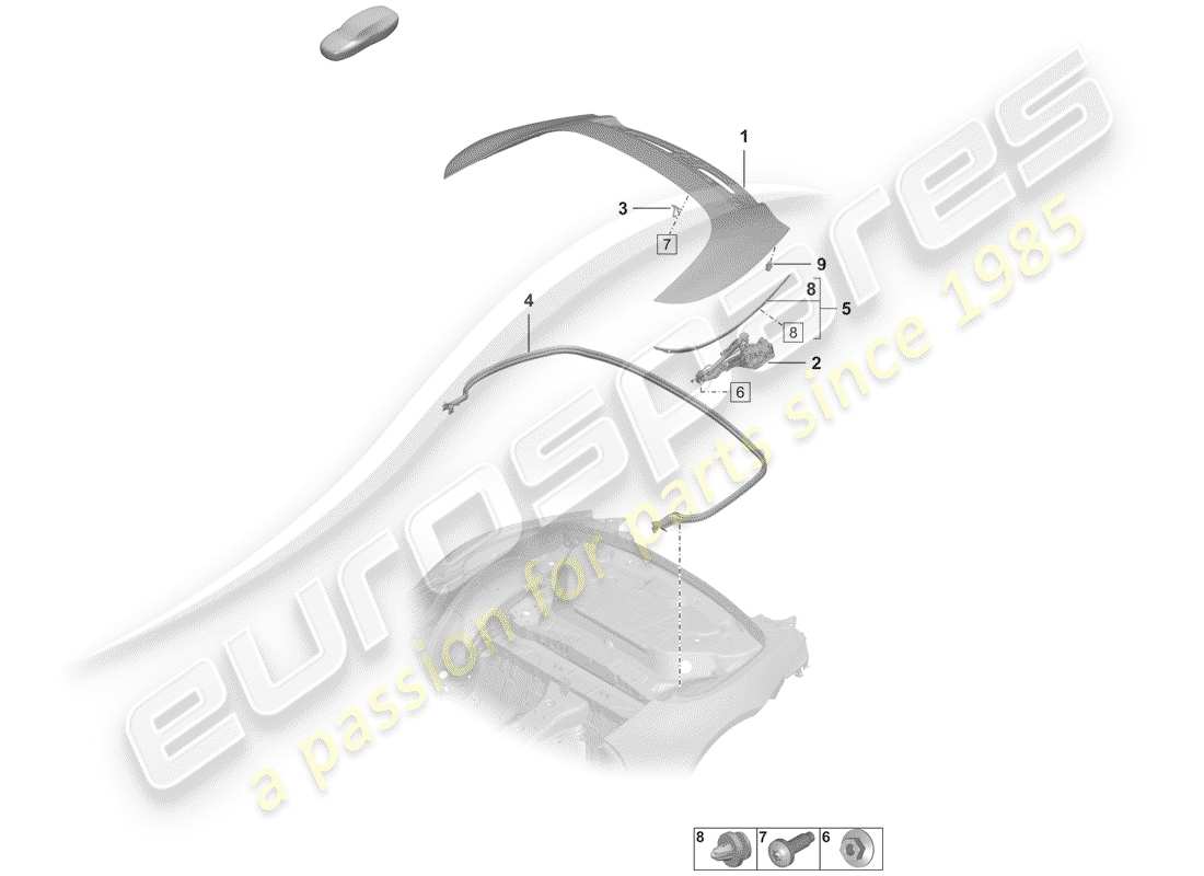 porsche 2020 cover for top stowage box parts diagram