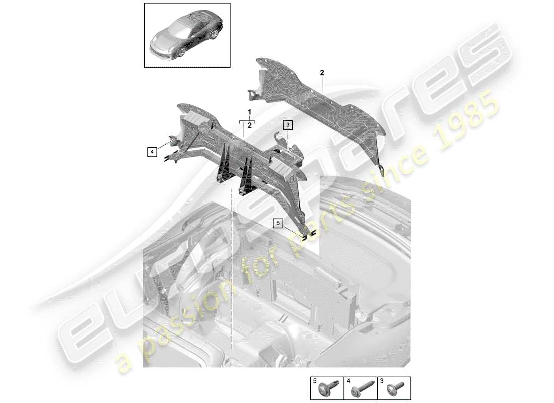 porsche 991r/gt3/rs (2019) cross member part diagram