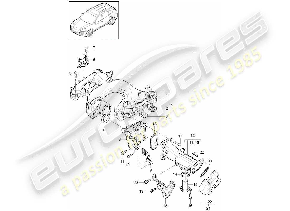 porsche cayenne e2 (2012) intake manifold part diagram