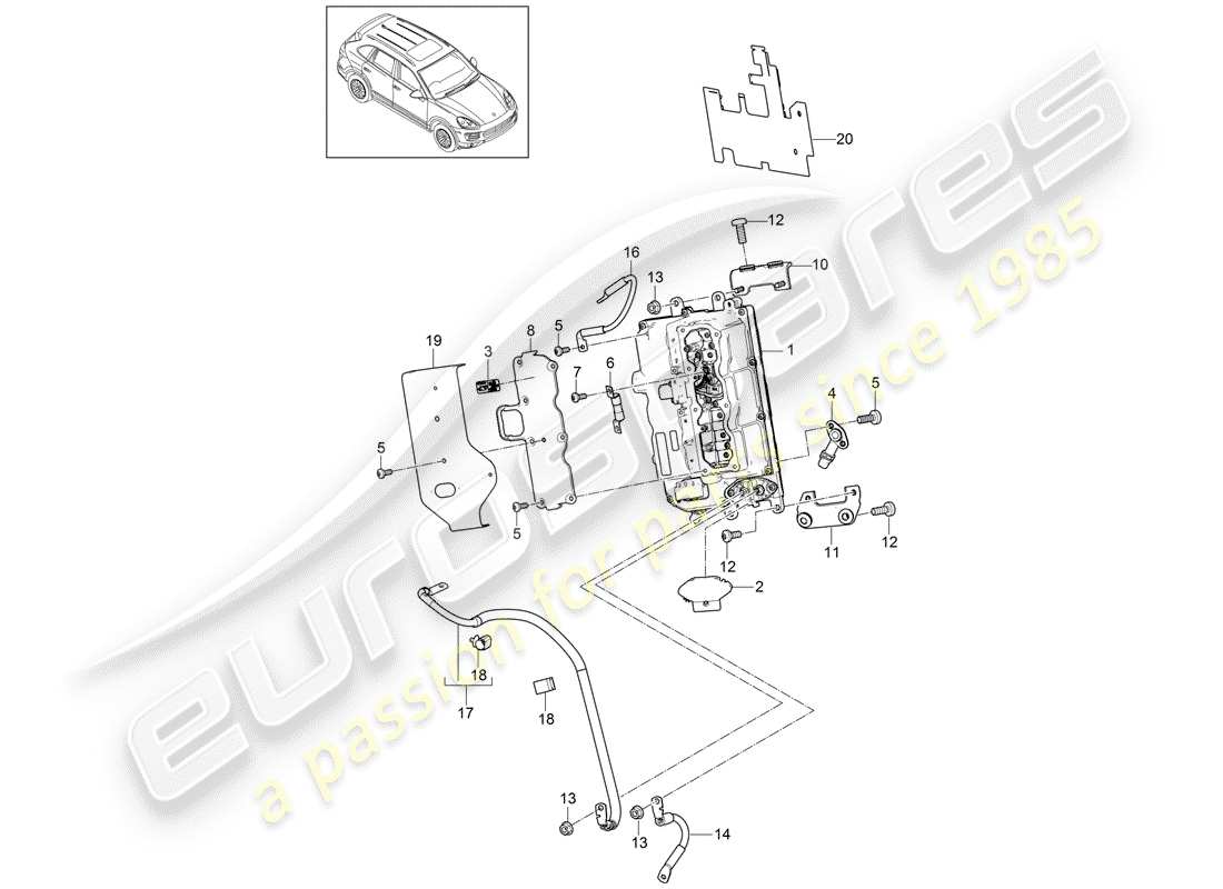 porsche cayenne e2 (2018) power and control electronics- part diagram