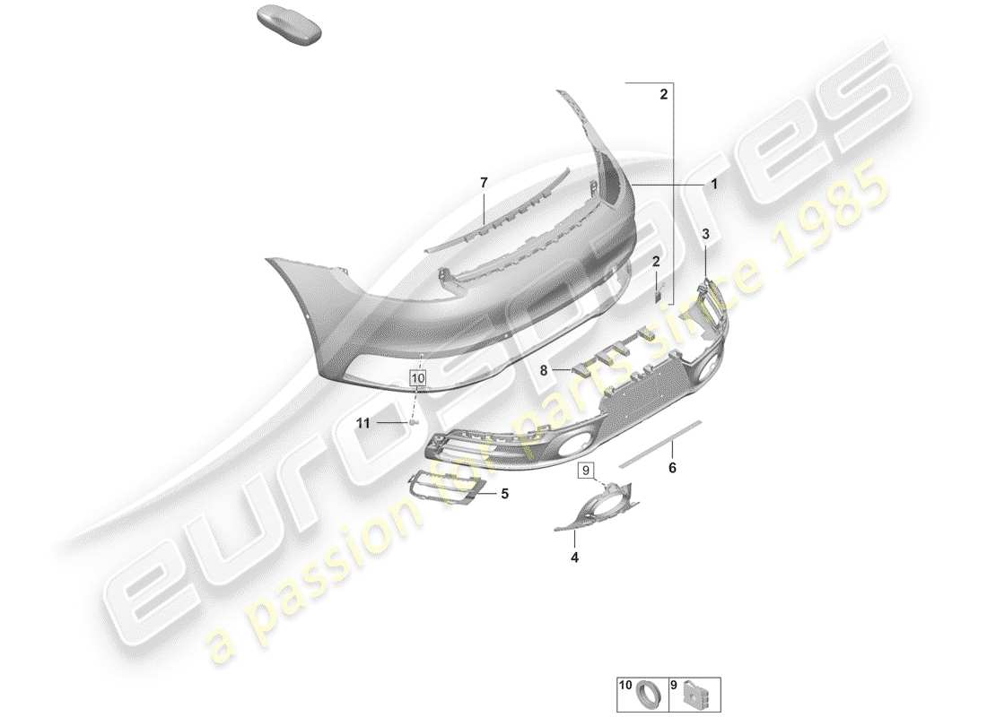 porsche 992 (2020) bumper part diagram