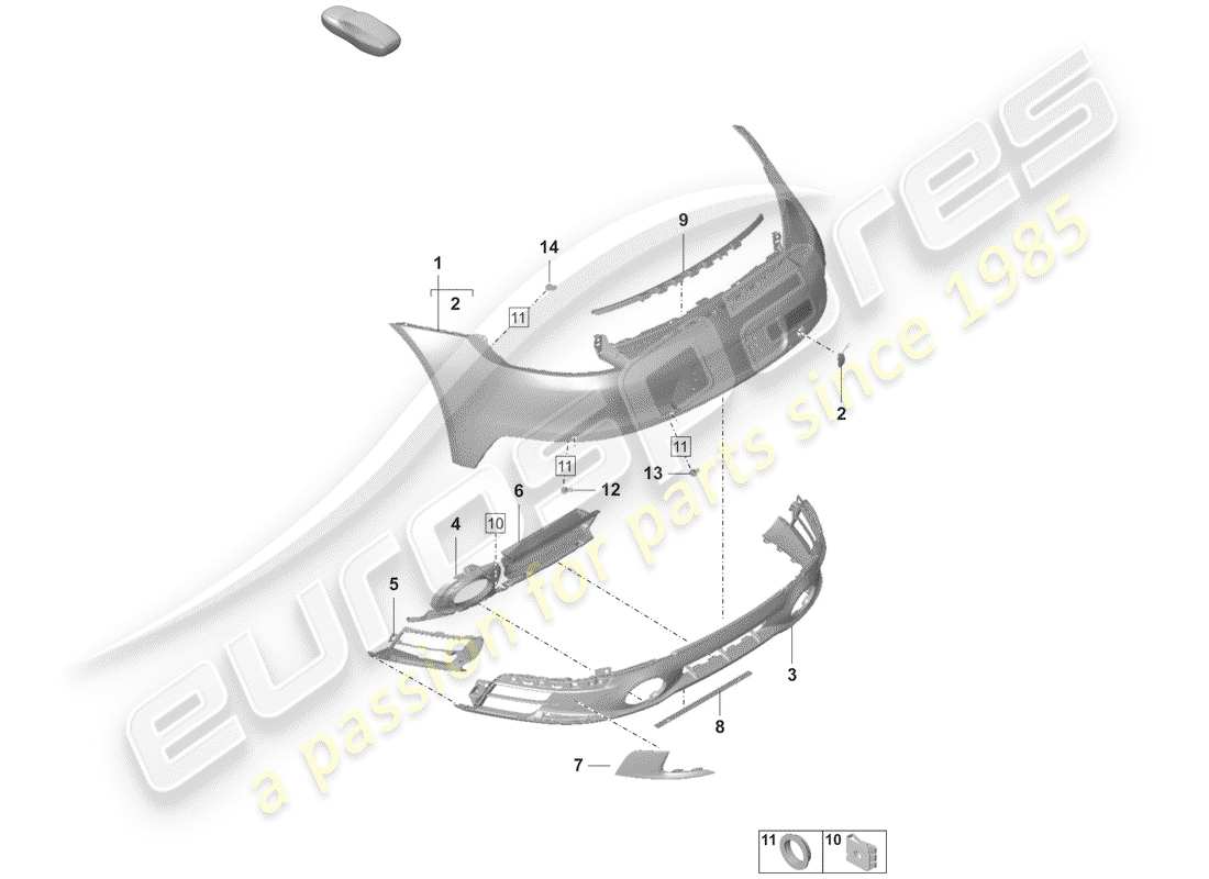 porsche 2020 bumper parts diagram