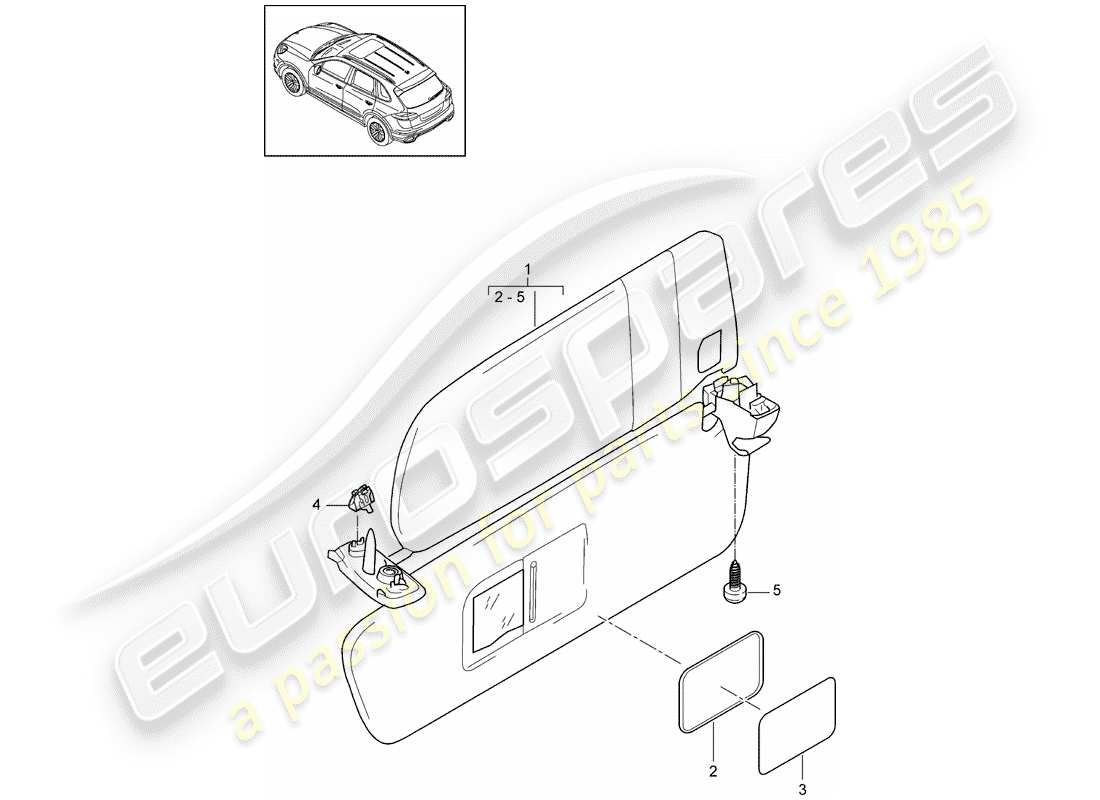 porsche cayenne e2 (2013) sun vizors part diagram