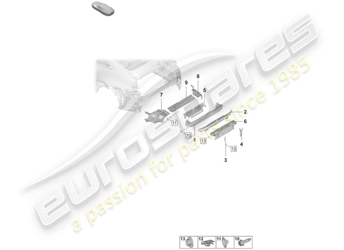 porsche 2020 bumper bracket parts diagram