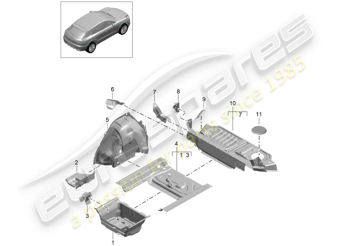 porsche macan (2020) floor pan part diagram