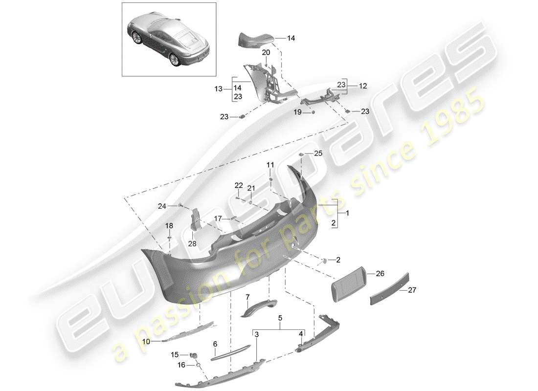 porsche cayman 981 (2014) bumper part diagram