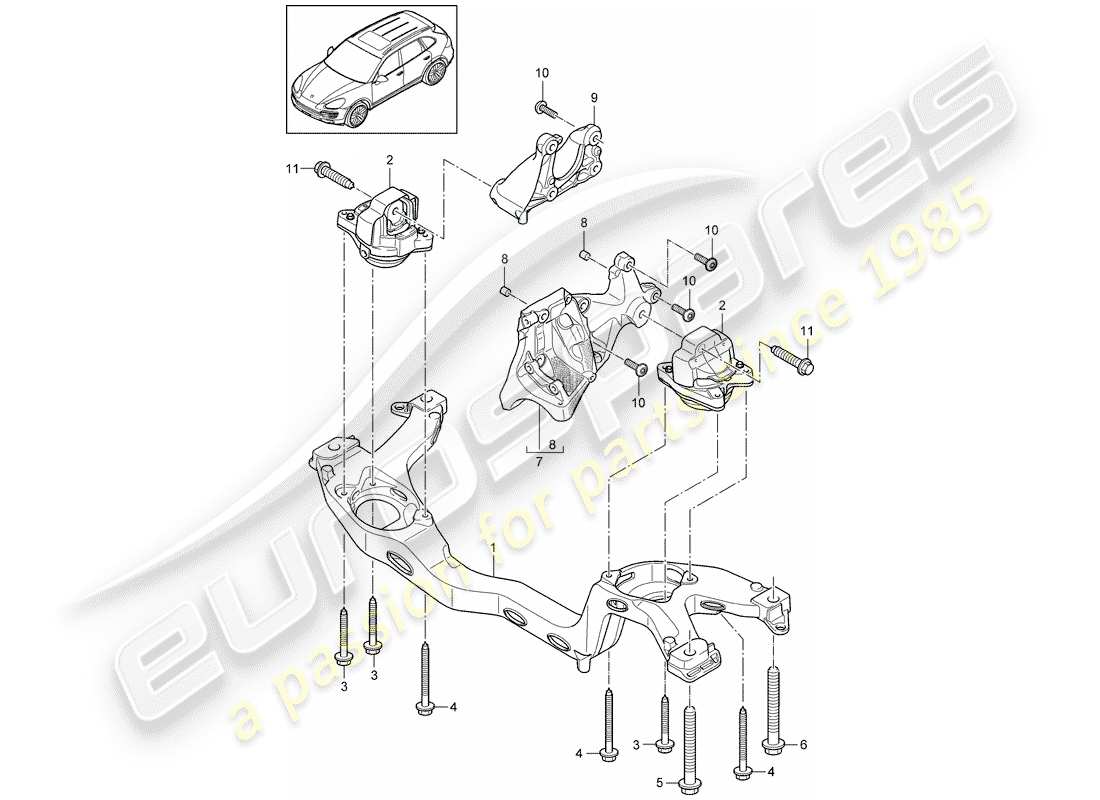 porsche cayenne e2 (2013) engine lifting tackle part diagram