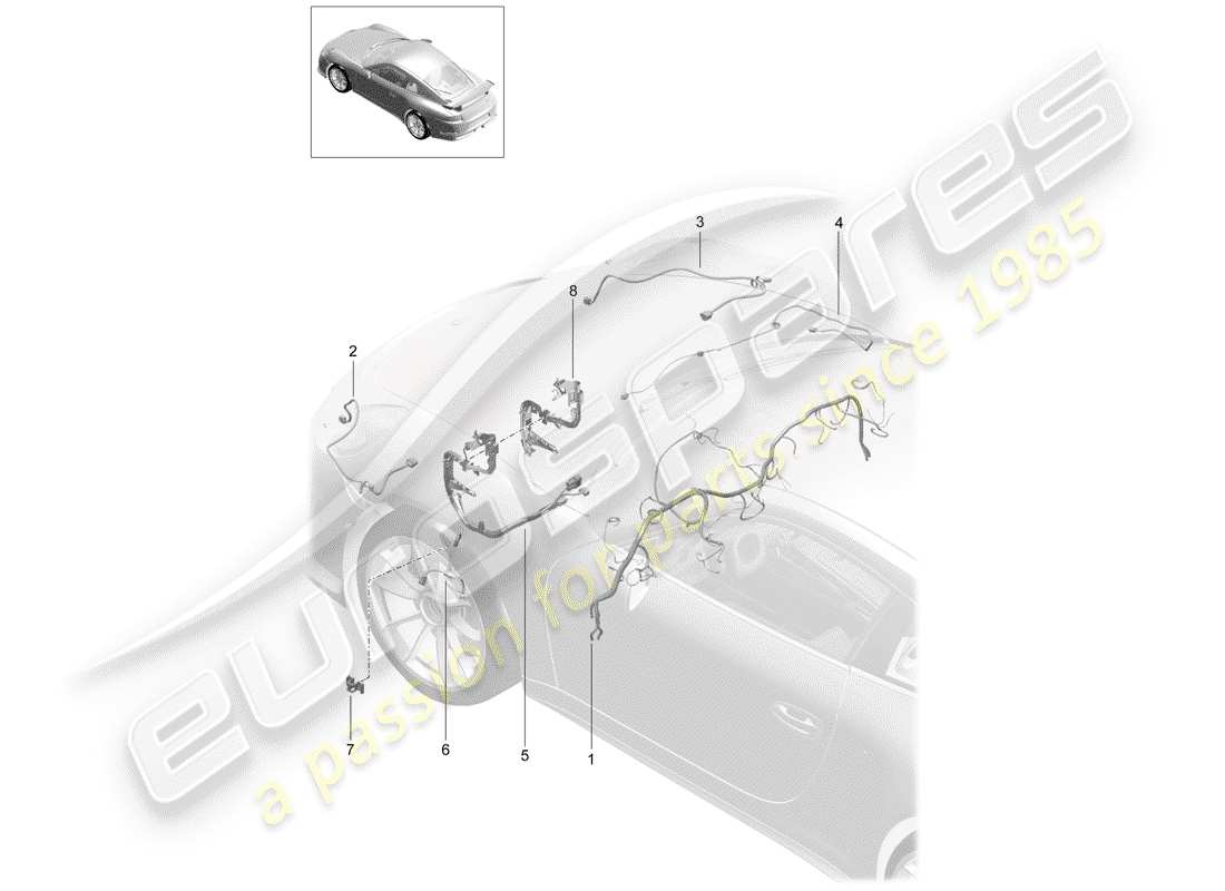 porsche 991r/gt3/rs (2020) harness parts diagram