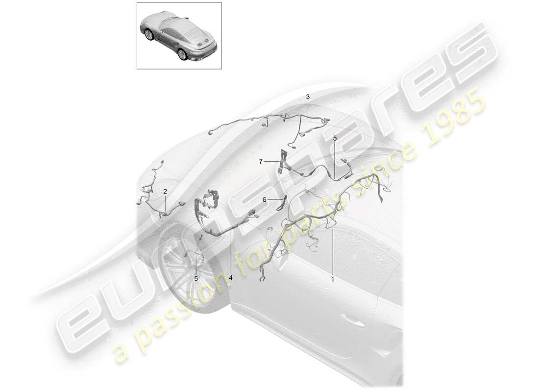 porsche 991 t/gt2rs wiring harnesses part diagram