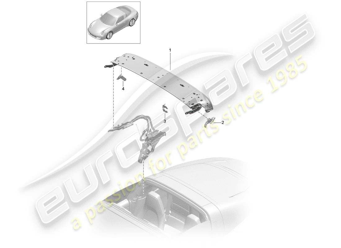 porsche 991 (2013) top frame parts diagram