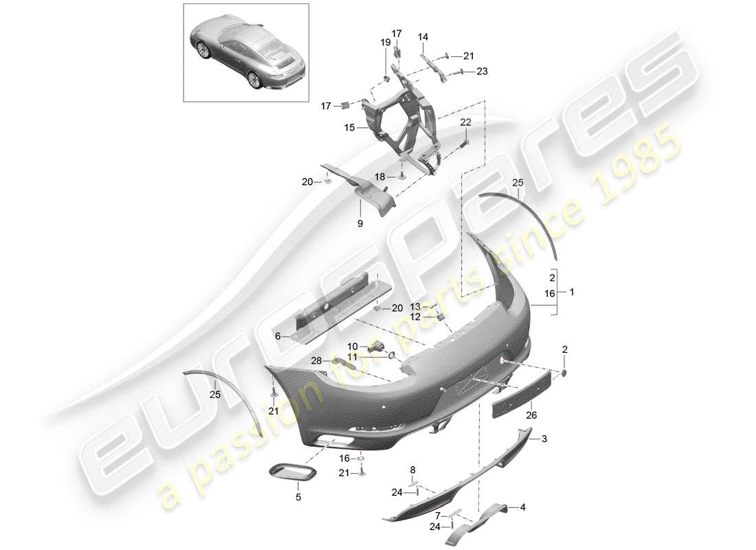 porsche 991 gen. 2 (2019) bumper part diagram