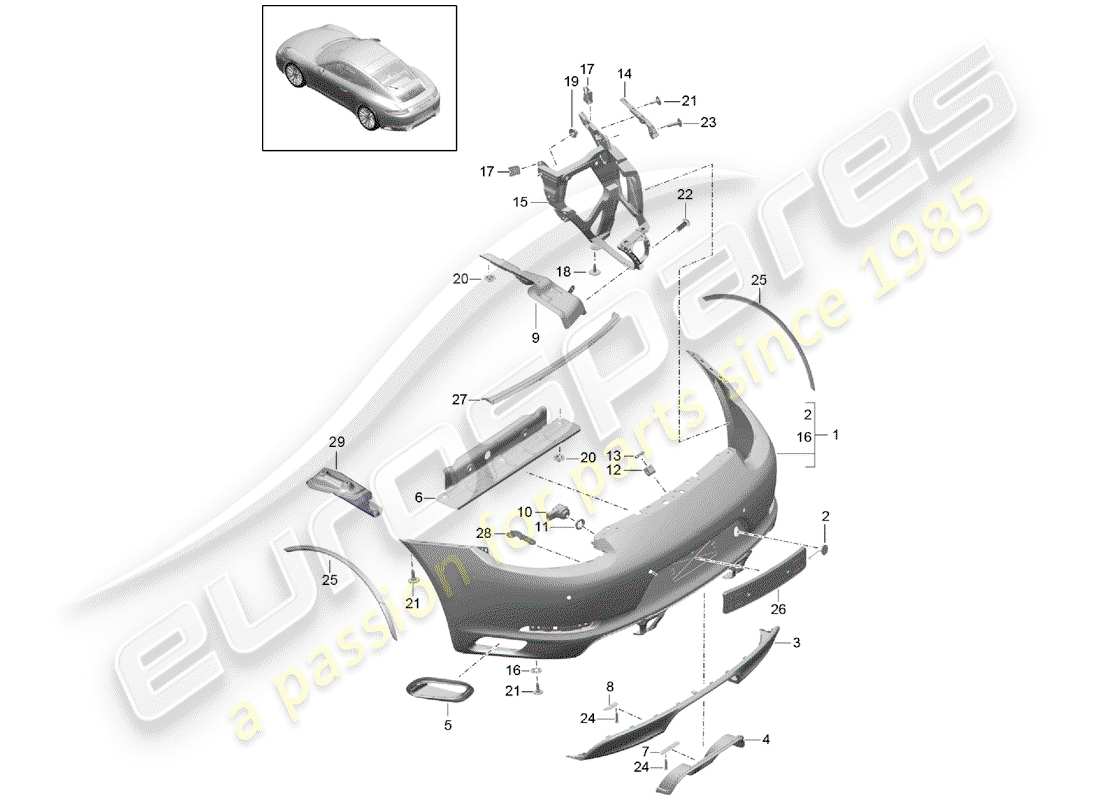 porsche 991 gen. 2 (2019) bumper part diagram