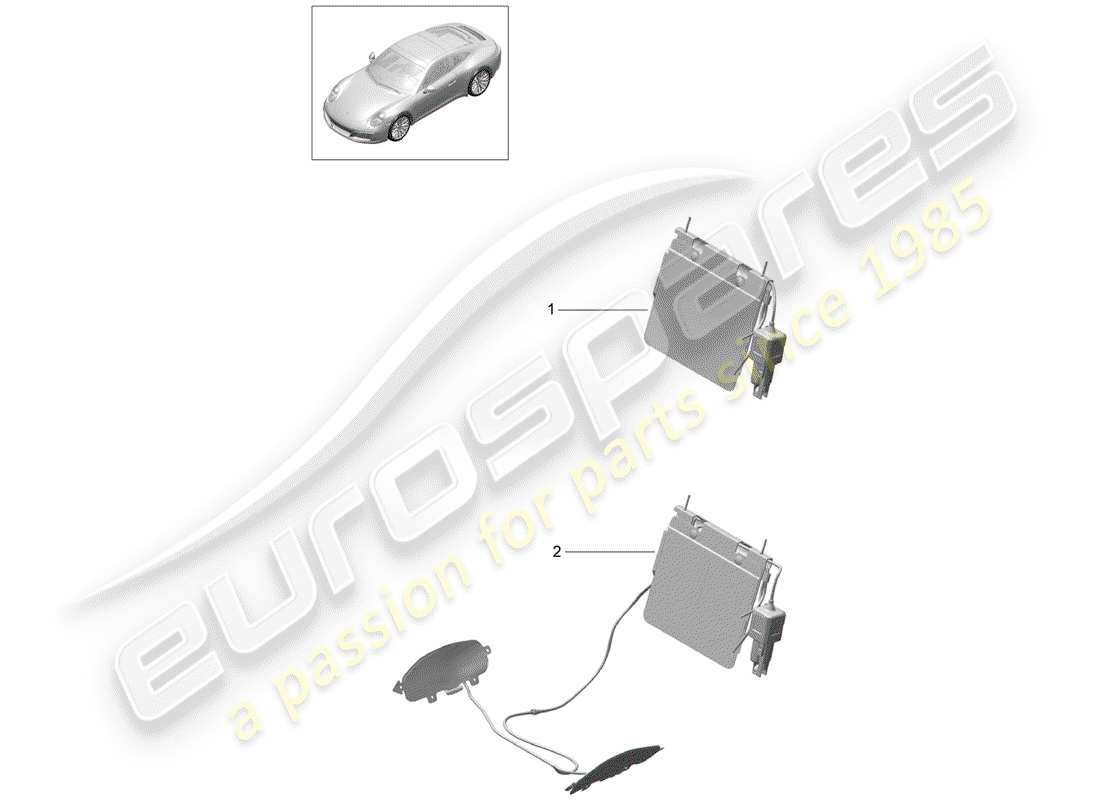 porsche 991 gen. 2 (2017) lumbar support parts diagram