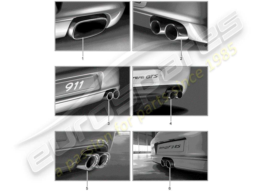 porsche tequipment catalogue (2003) sports tailpipe part diagram