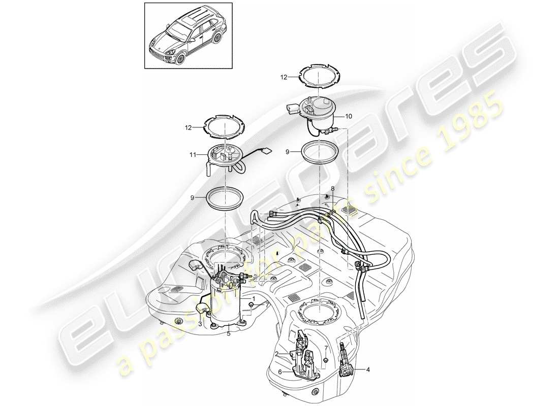 porsche cayenne e2 (2018) fuel tank part diagram