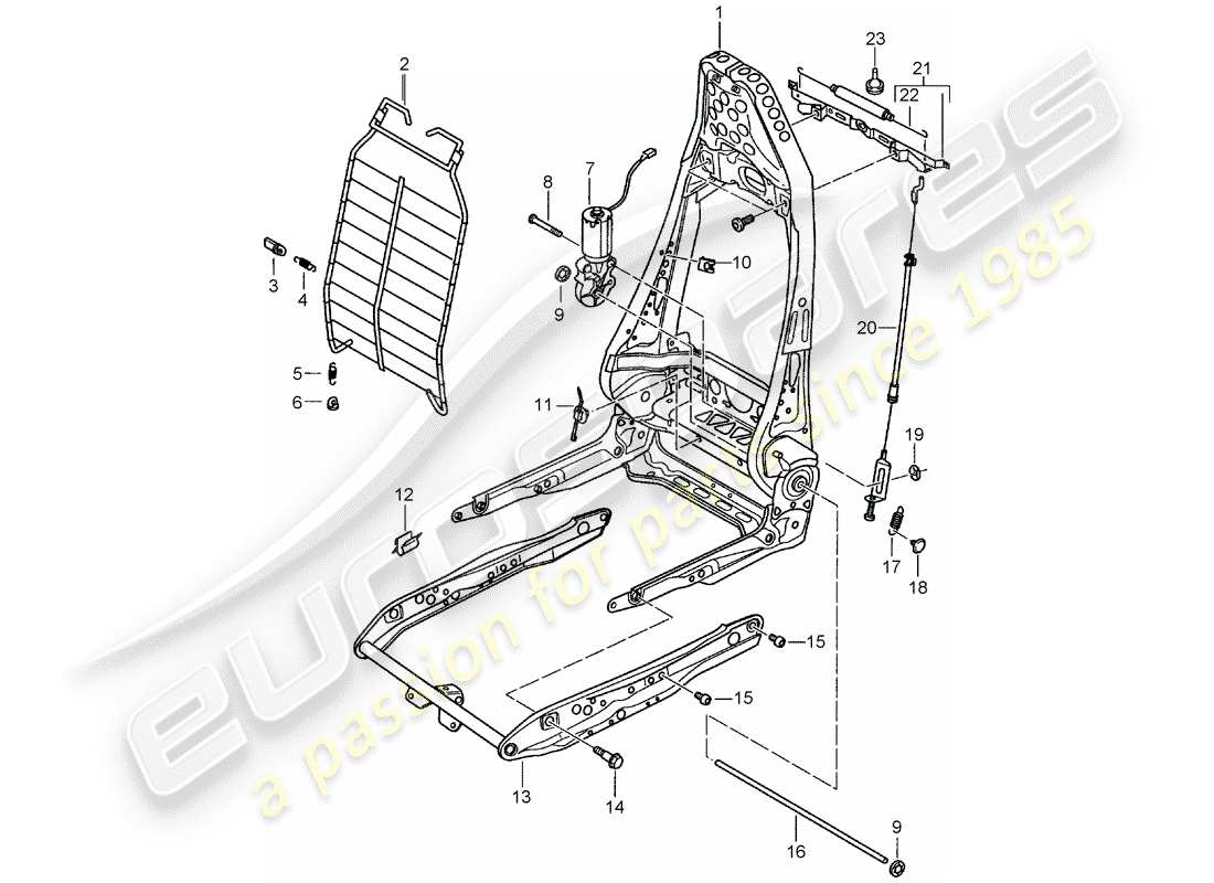 porsche 996 gt3 (2003) frame - backrest - frame for seat - sports seat part diagram