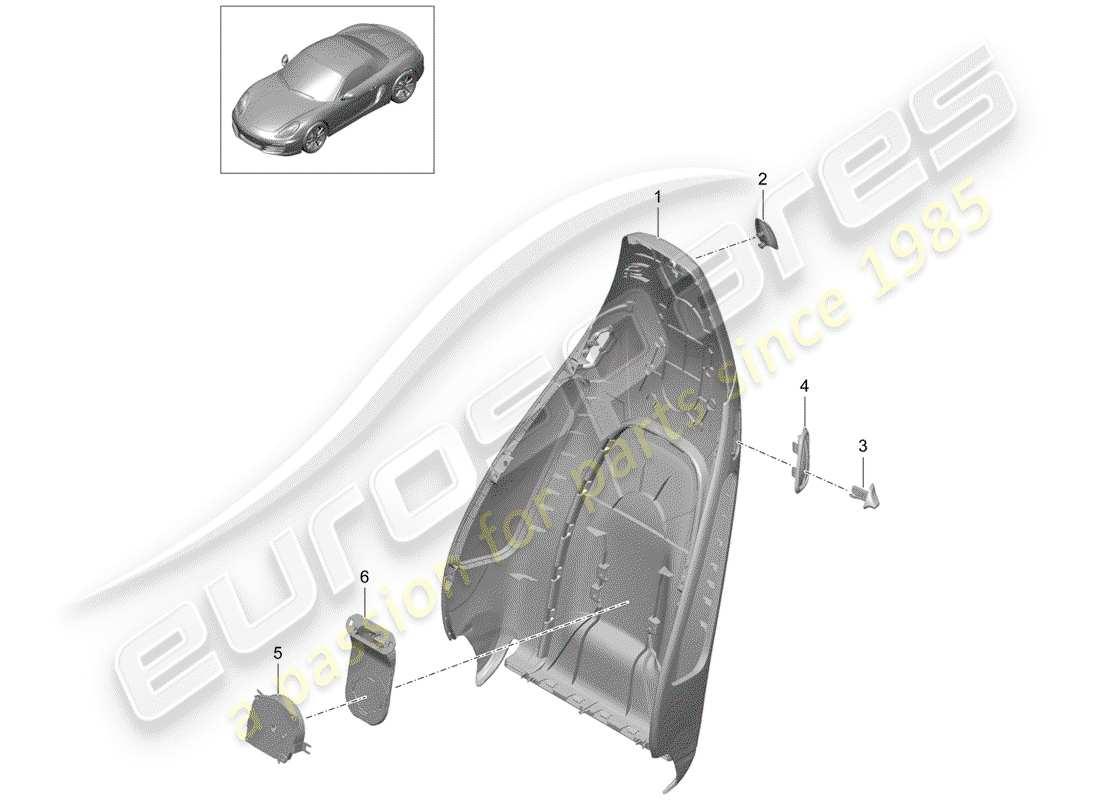 porsche boxster 981 (2013) backrest shell parts diagram