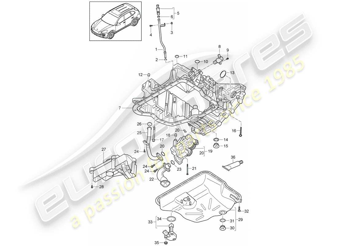 porsche cayenne e2 (2018) oil-conducting housing part diagram