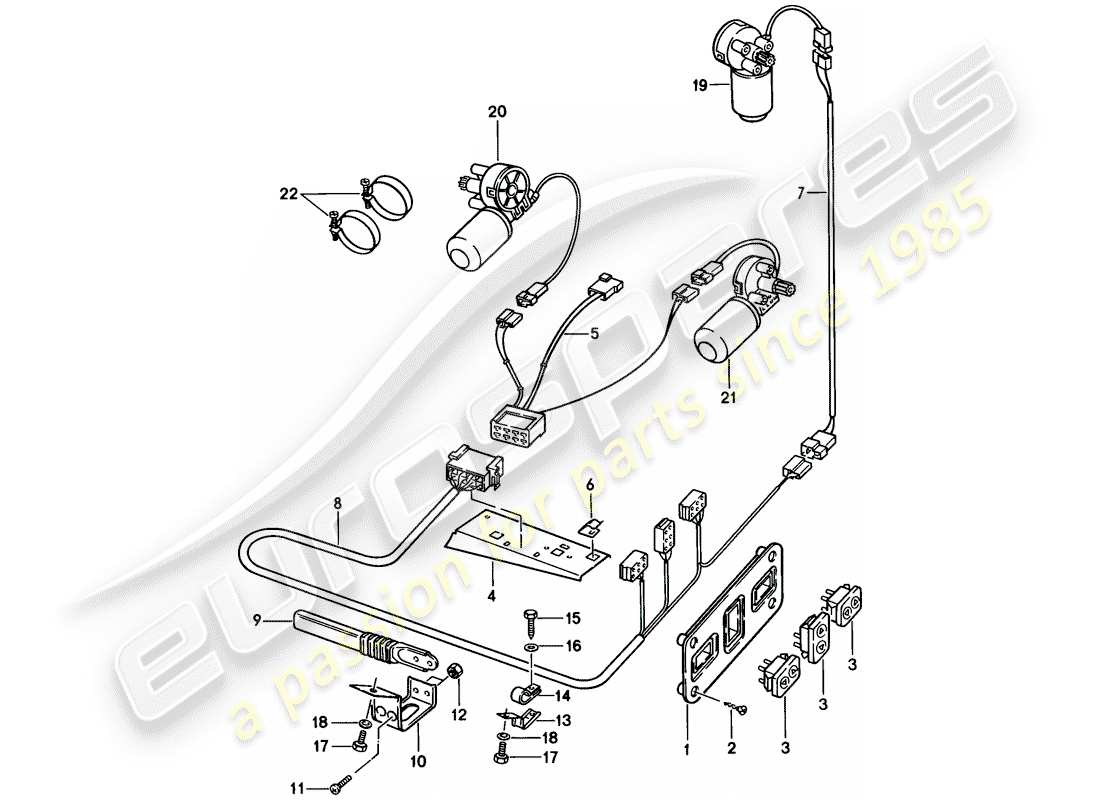 porsche 928 (1985) front seat - electrical equipment - d >> - mj 1984 part diagram