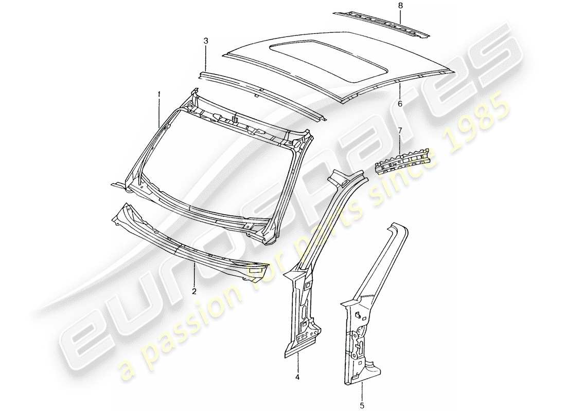 porsche 996 (2000) cowl part diagram