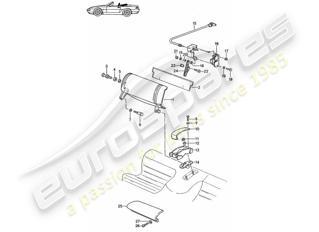 porsche seat 944/968/911/928 (1986) emergency seat - single parts - d - mj 1992>> - mj 1993 parts diagram