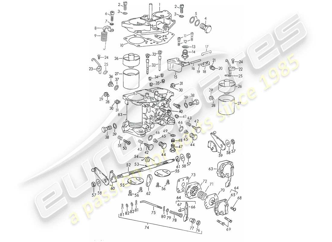 porsche 911/912 (1967) single parts - for - carburetor - solex-40 pii-4 - d >> - mj 1968 part diagram