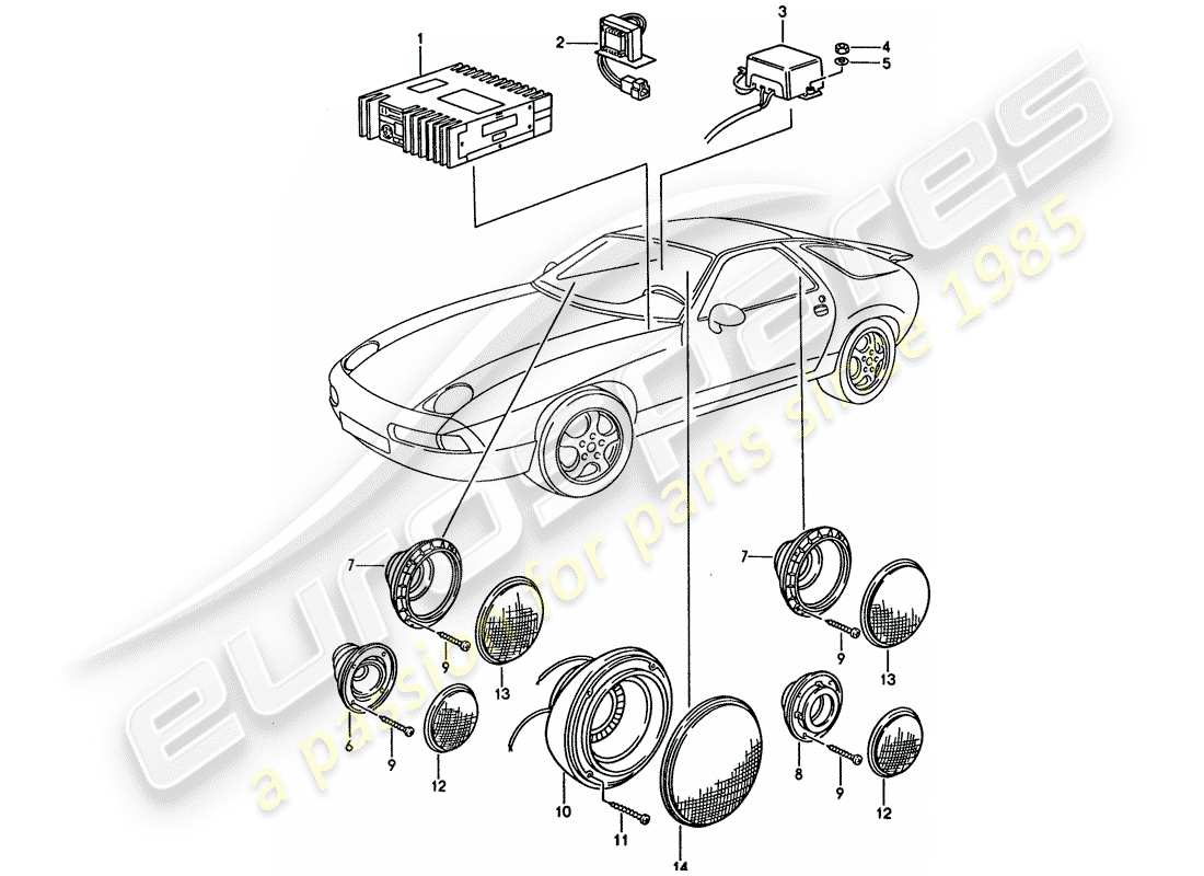 porsche 928 (1992) sound system - with: - amplifier parts diagram