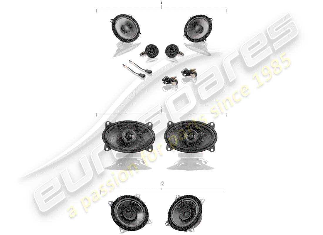 porsche 993 (1998) porsche classic - loudspeaker kit - sound system part diagram